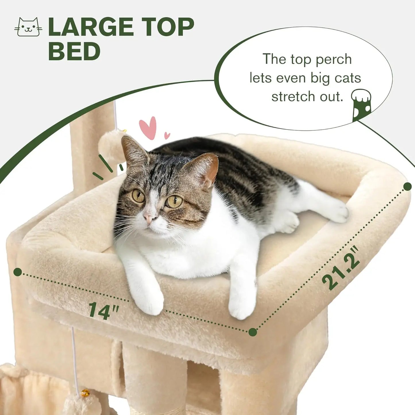 66 Inches Multi-Level Large Cat Tree Tower for Indoor Big Cats