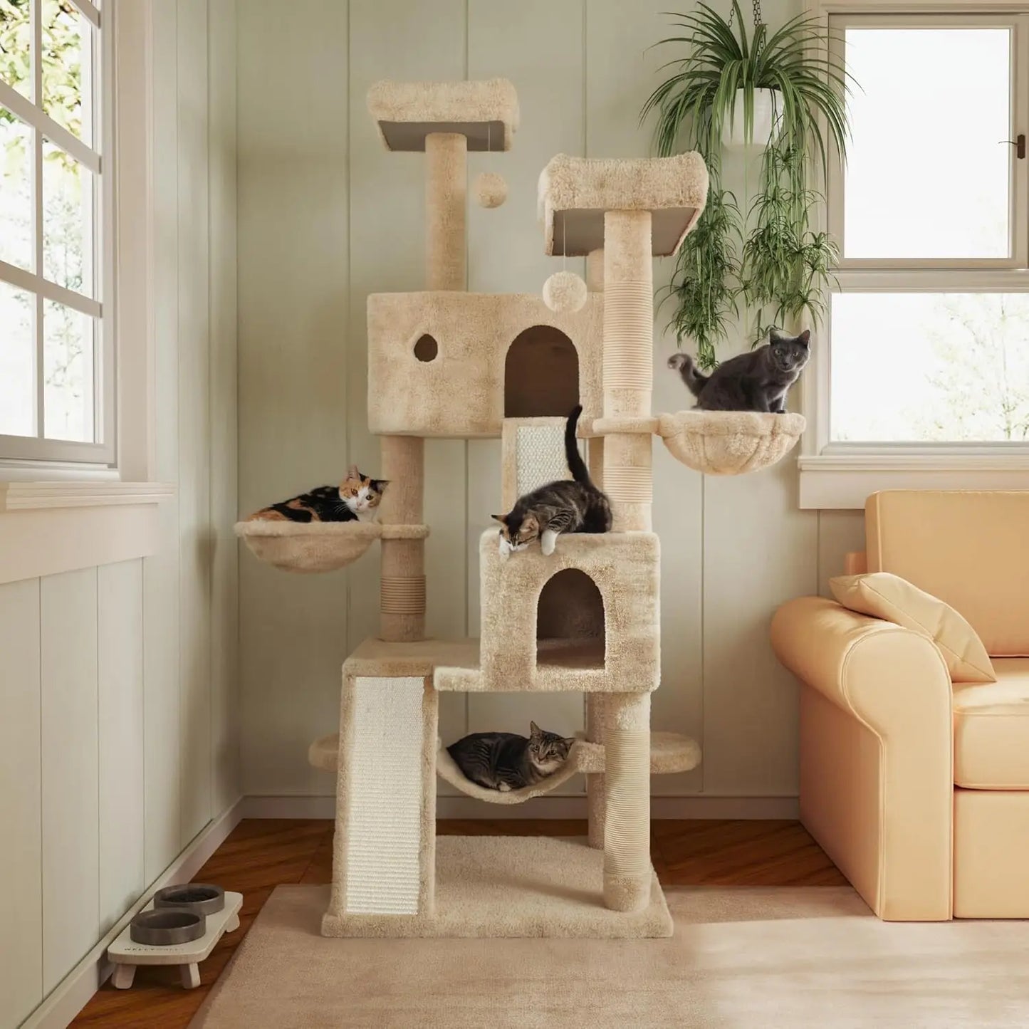 66 Inches Multi-Level Large Cat Tree Tower for Indoor Big Cats