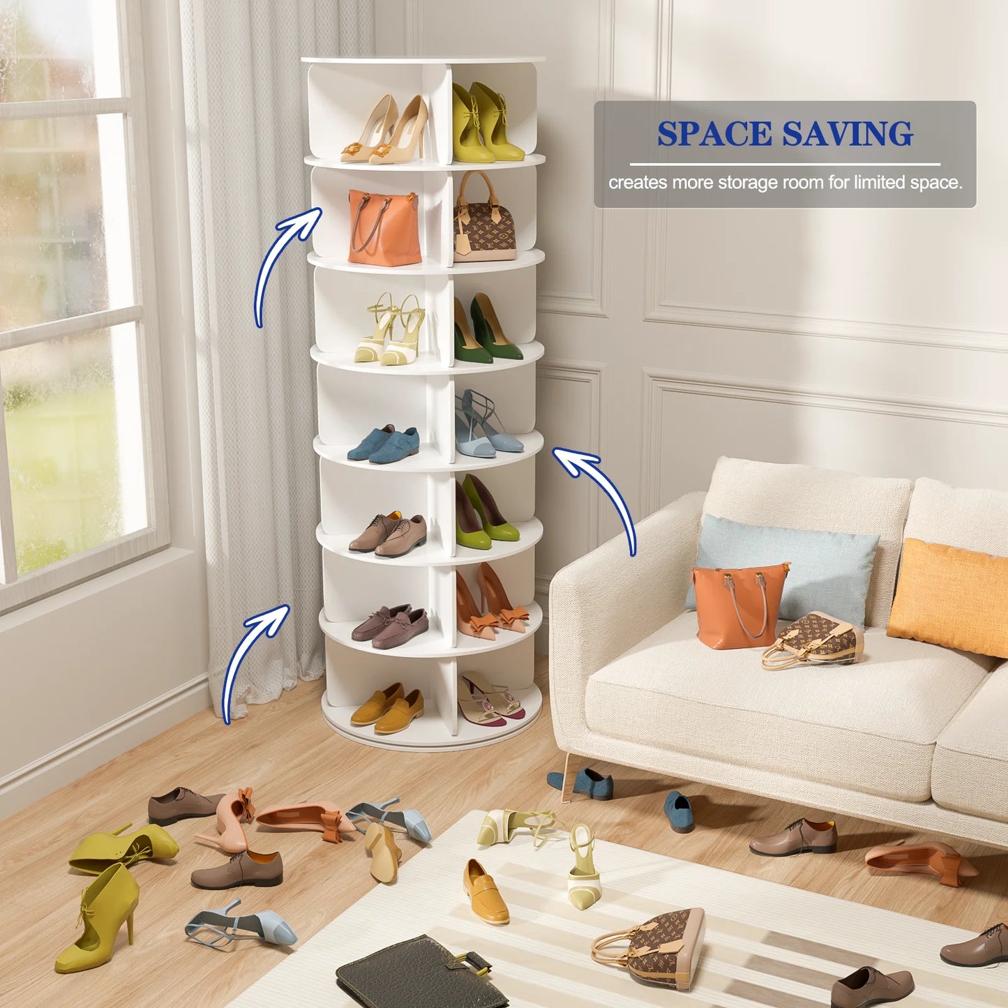 Revolving 360 Shoe Rack Tower 7 Tier