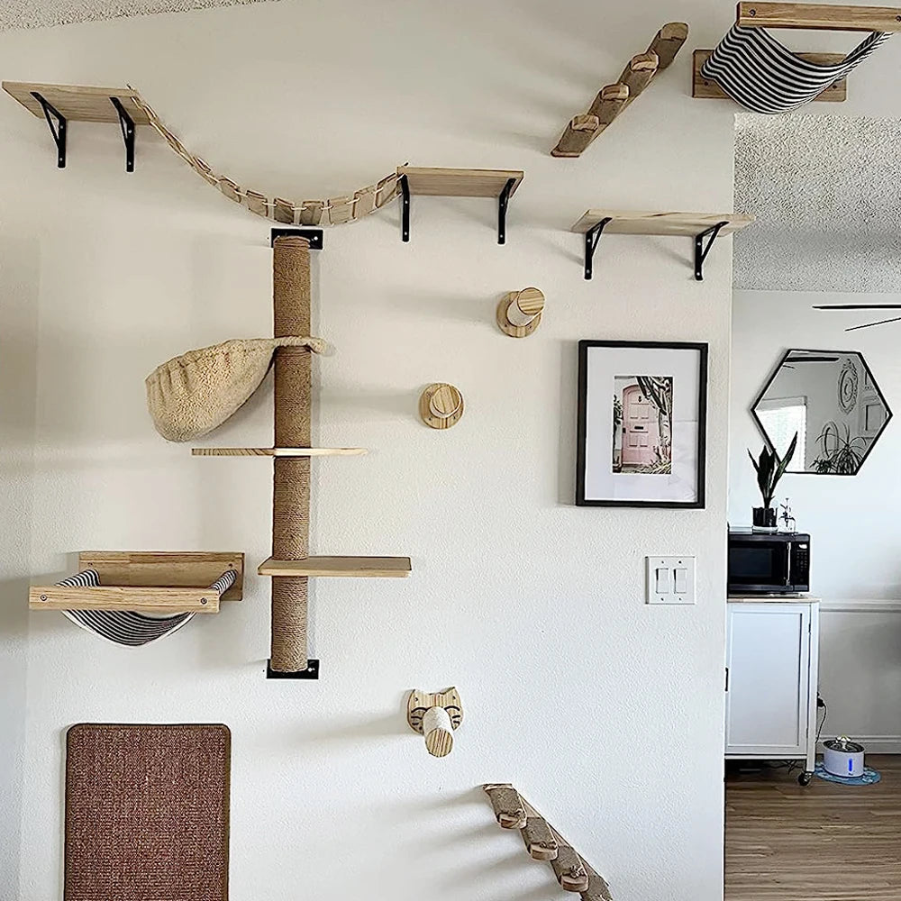 Cat Climbing Wall Mounted Shelves And Hammock