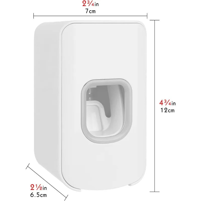 2 Slot Toothbrush Holder and Toothpaste Dispenser Wall Mounted