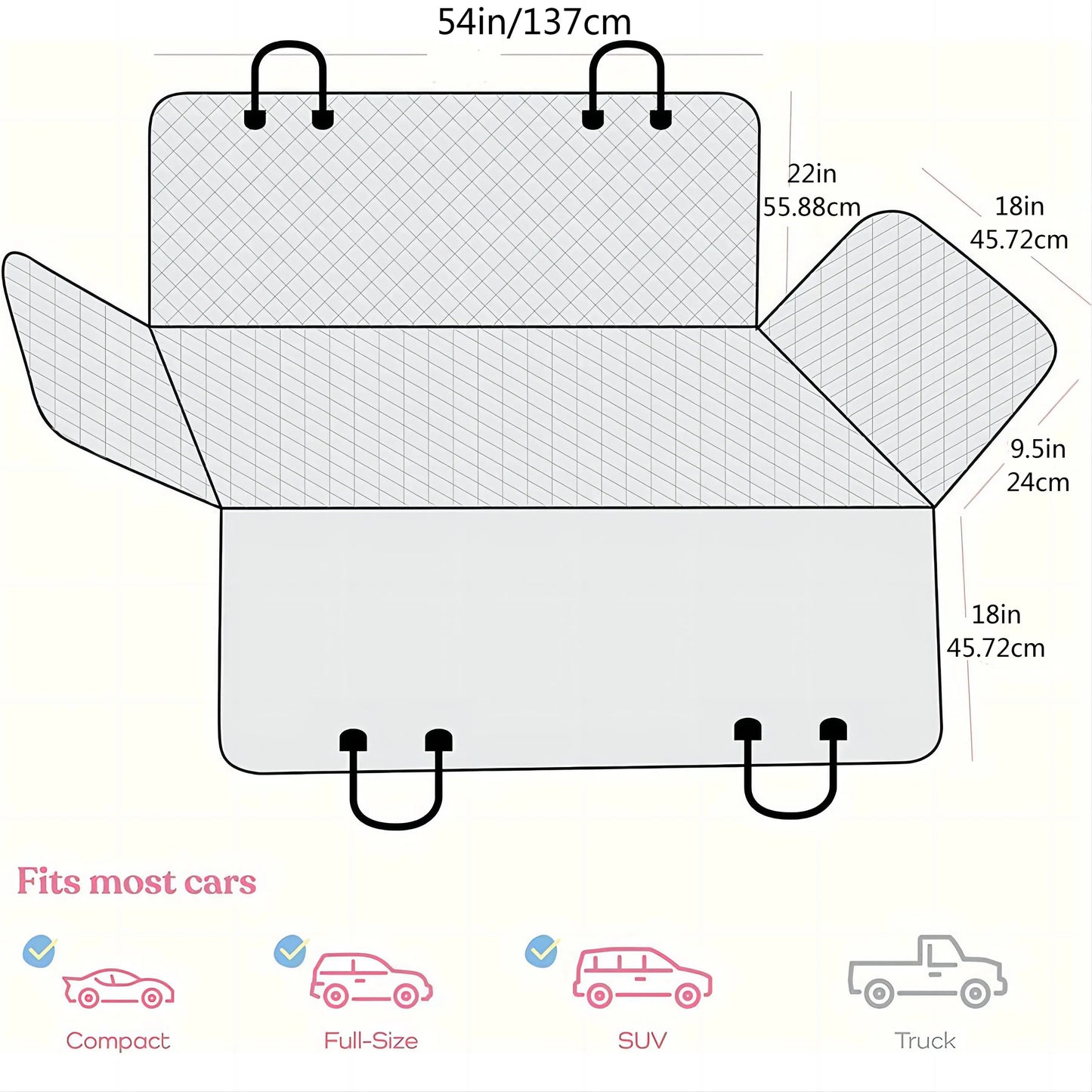 Black Pet Car Mat Waterproof Stain Resistant Protects Car Interior