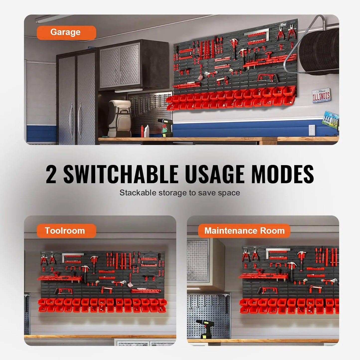 Wall Mounted Storage Rack System, 30-Bin Parts Rack Organizer