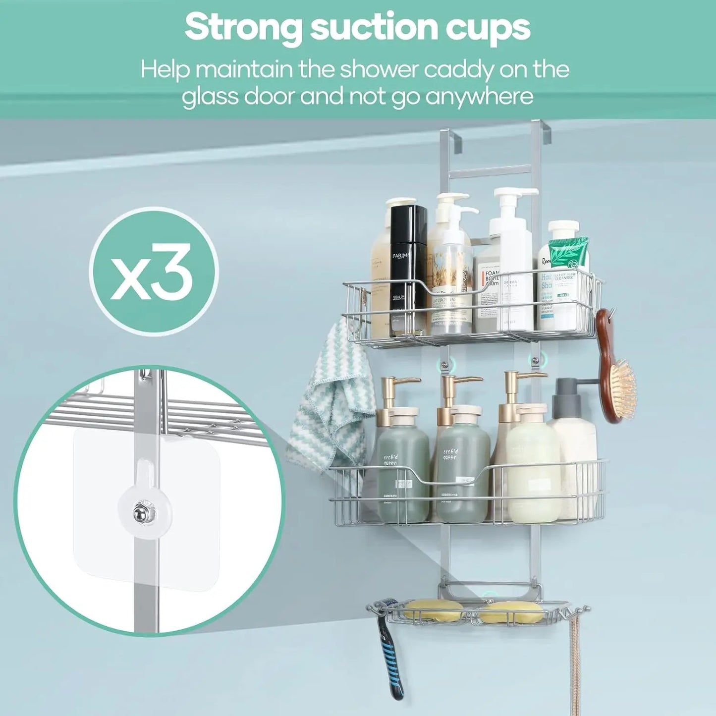 Over the Door Hanging Shower Caddy Rustproof