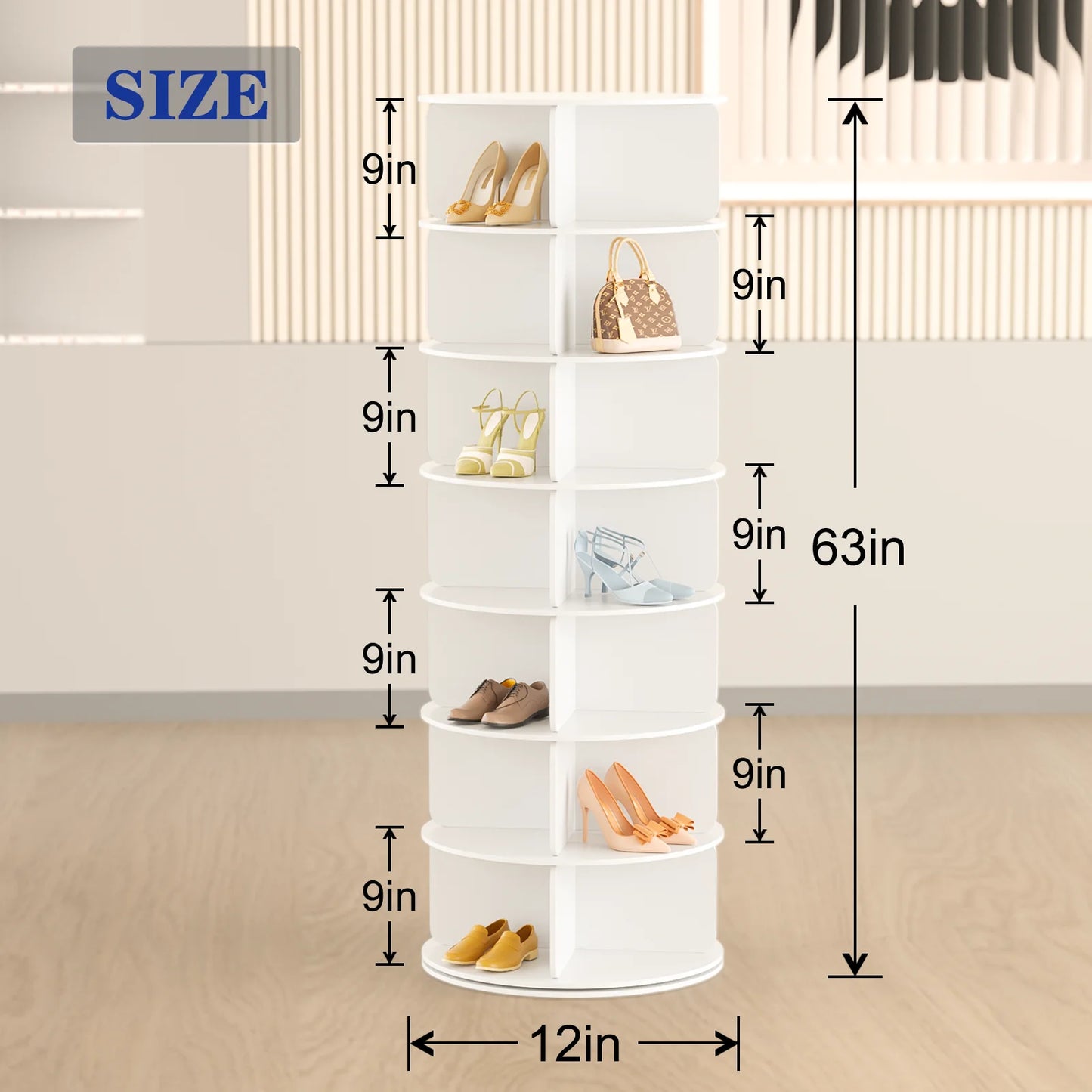 Revolving 360 Shoe Rack Tower 7 Tier