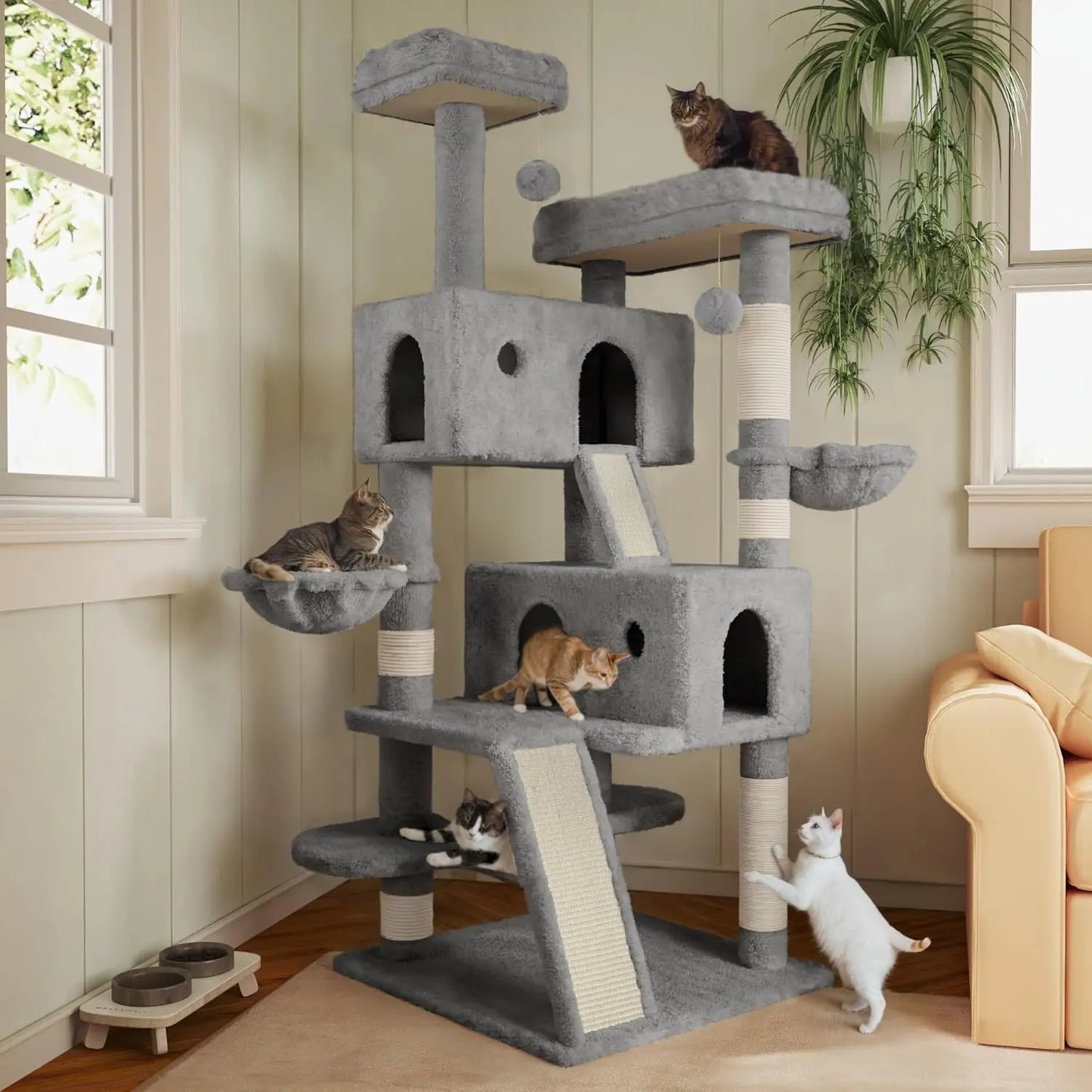 66 Inches Multi-Level Large Cat Tree Tower for Indoor Big Cats