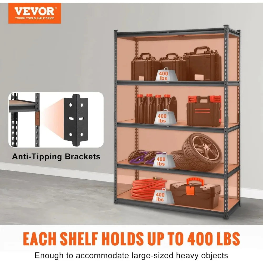 Storage Shelving Unit, 5-Tier Adjustable, 2000 lbs Capacity