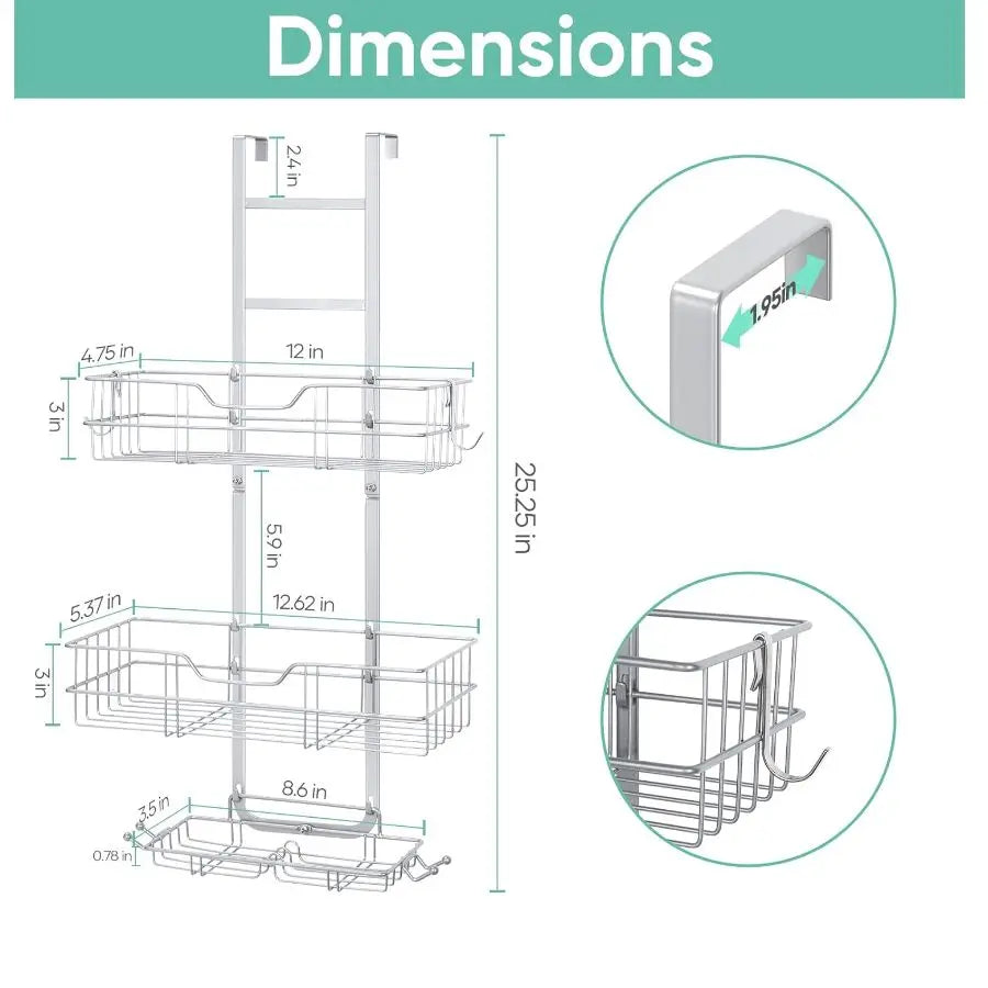 Over the Door Hanging Shower Caddy Rustproof