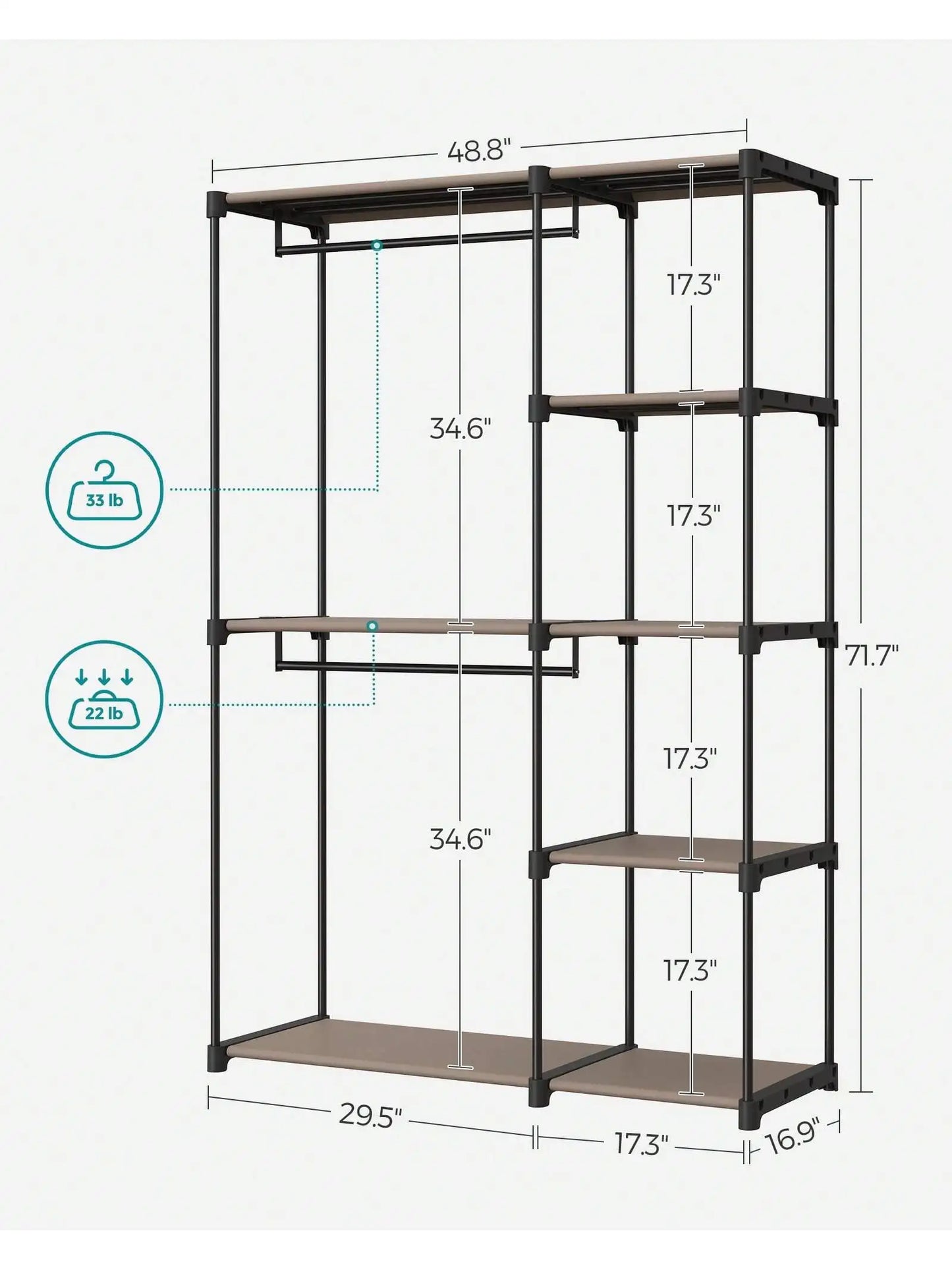 SONGMICS Portable Closet, Freestanding Closet Organizer