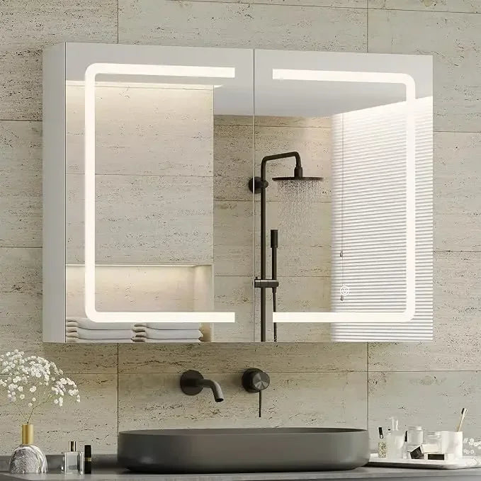 Bathroom Medicine Cabinet with Mirrors and Led Lights