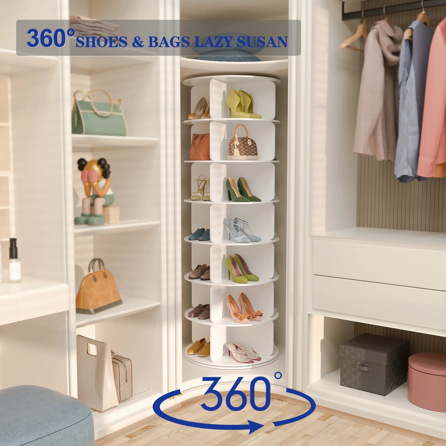 Revolving 360 Shoe Rack Tower 7 Tier