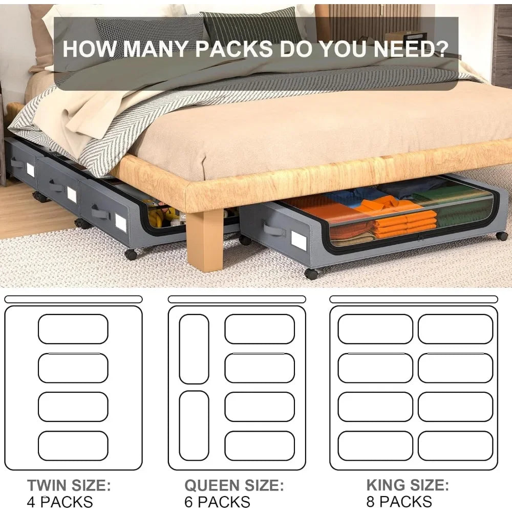 Under Bed Storage Container with Lids & Wheels