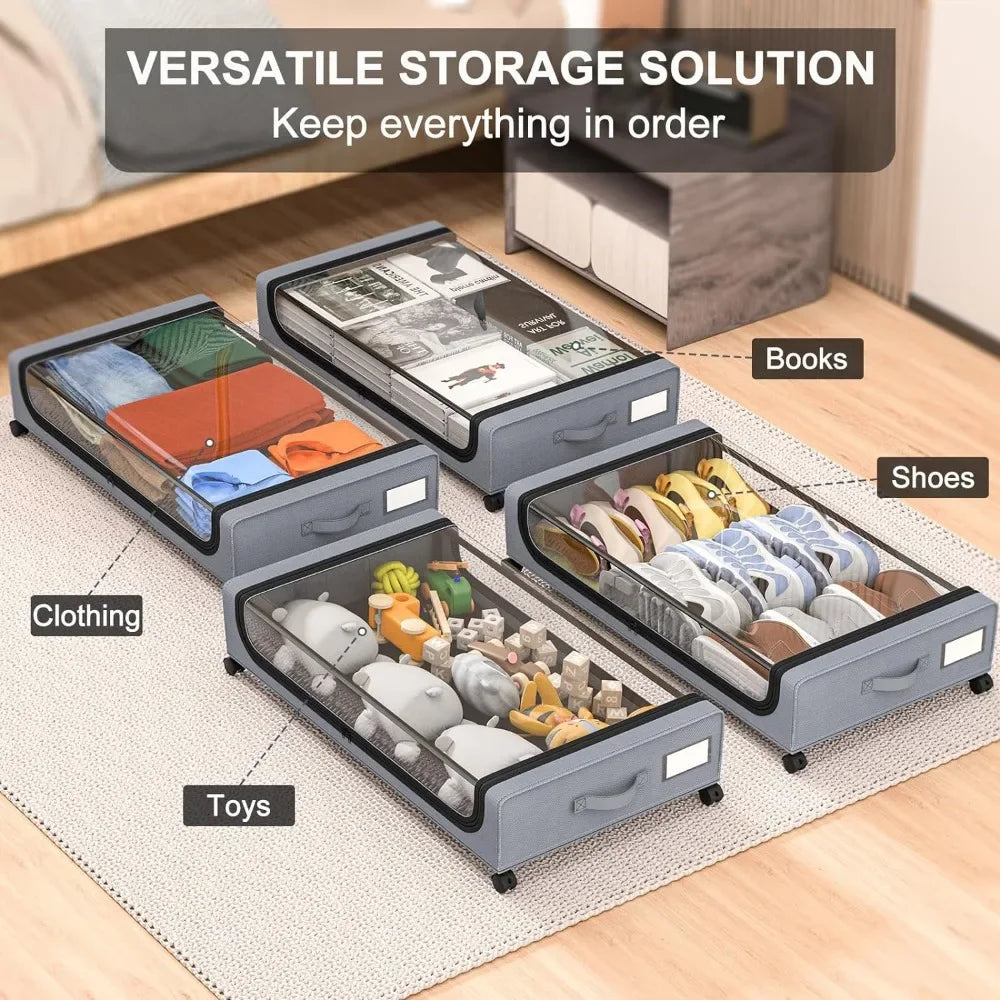 Under Bed Storage Container with Lids & Wheels