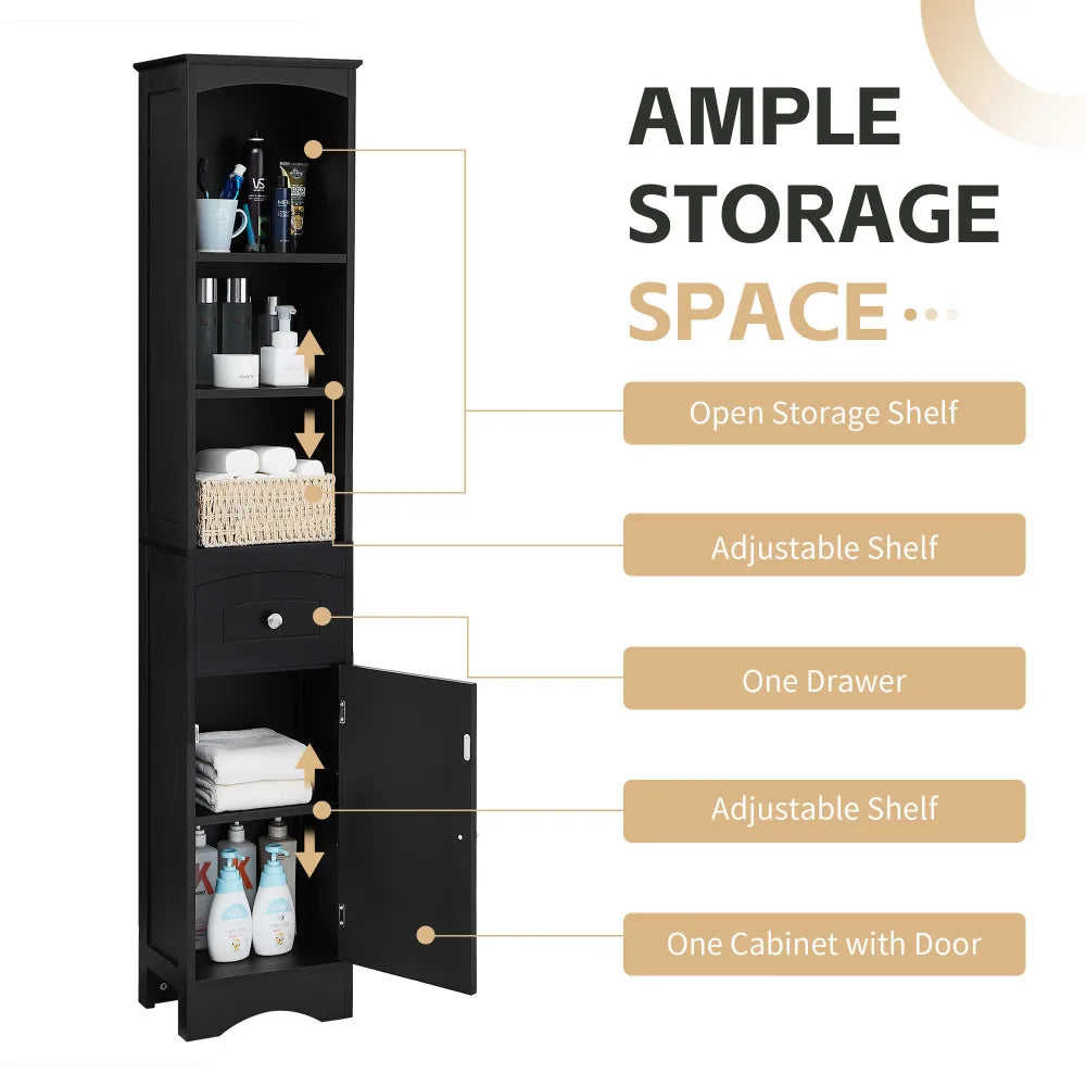 Tall Bathroom Cabinet, Freestanding Storage Cabinet With Drawer