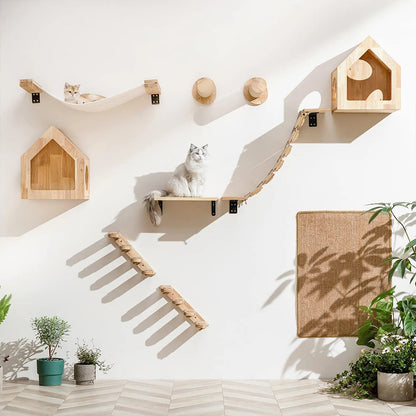 Cat Climbing Wall Mounted Shelves And Hammock