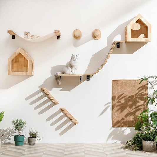 Cat Climbing Wall Mounted Shelves And Hammock
