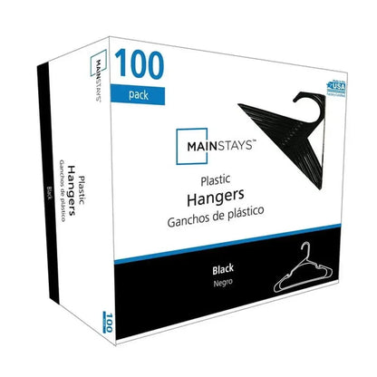 100-Pack Plastic Hangers Black Notched Adult Closet Organization Storage Solution Sweaters Shirts Coats Strong Durable Easy