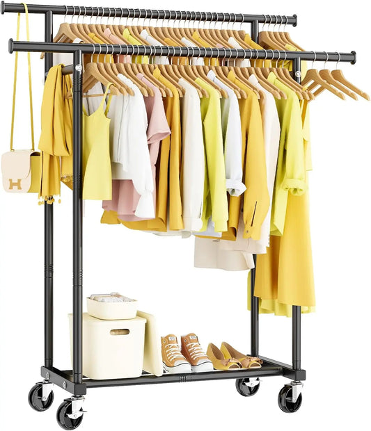 Double Rods Rolling Clothes Rack,