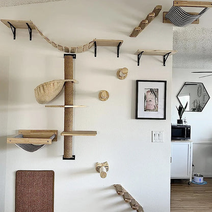 Cat Climbing Wall Mounted Shelves And Hammock