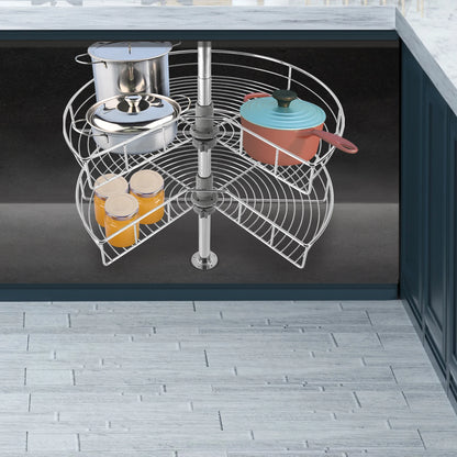2-Tier Kidney Chrome Lazy Susan 24" Corner Rack