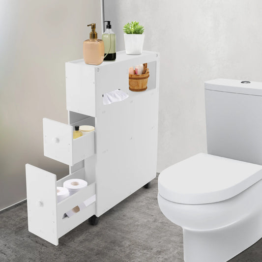 Movable Bathroom Storage Cabinet Large Capacity Narrow Floor Storage