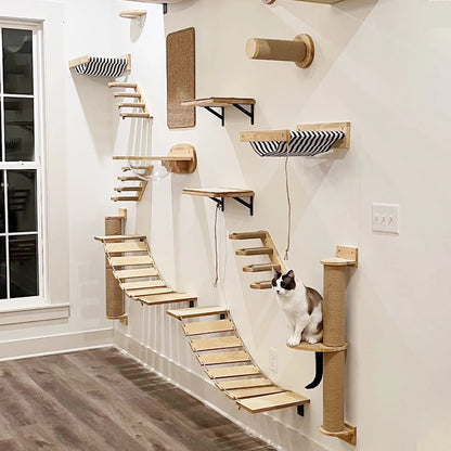 Cat Climbing Wall Mounted Shelves And Hammock