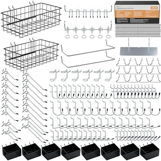 238PCS Pegboard Hooks Set Peg Board Bins Baskets