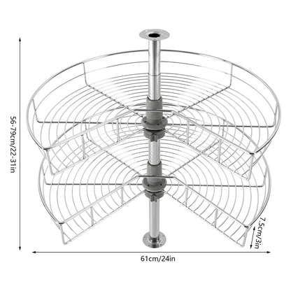 2-Tier Kidney Chrome Lazy Susan 24" Corner Rack