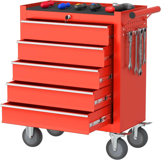 5 Drawers Tool Chest With Wheels, Large Capacity Tool Storage