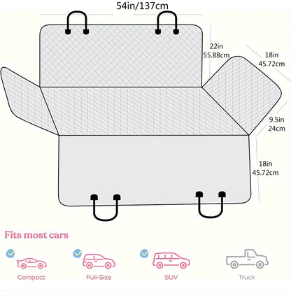 Black Pet Car Mat  Waterproof  Stain Resistant Protects Car Interior