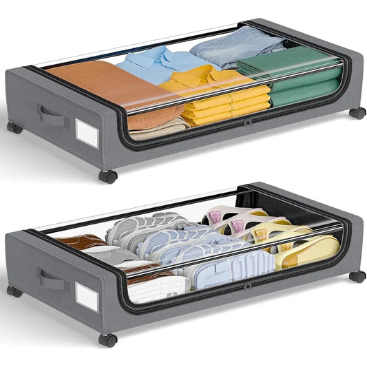 Under Bed Storage Container with Lids & Wheels
