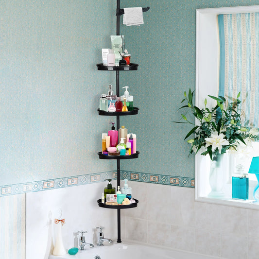 Corner Shower Caddy with Tension Pole 4-Tier Adjustable