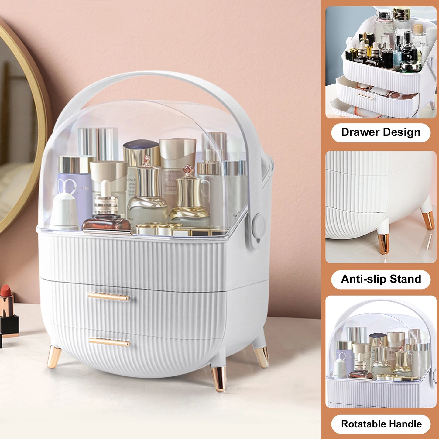 Makeup Storage Organizer, Skincare Organizers With Transparent Lid