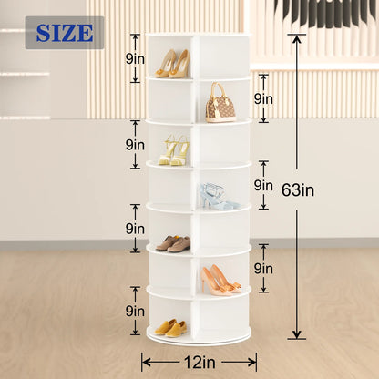 Revolving 360  Shoe Rack Tower 7 Tier