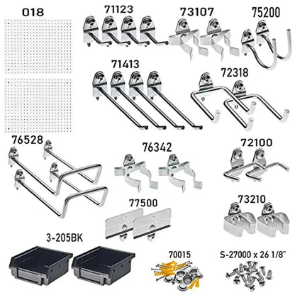 Pegboard Hooks kit Bins System Organization Storage