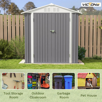 Victone 6' x 4' Metal Outdoor Storage Shed