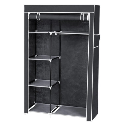 64" Portable Closet Storage Wardrobe Organizer Clothes Rack with Shelves Gray