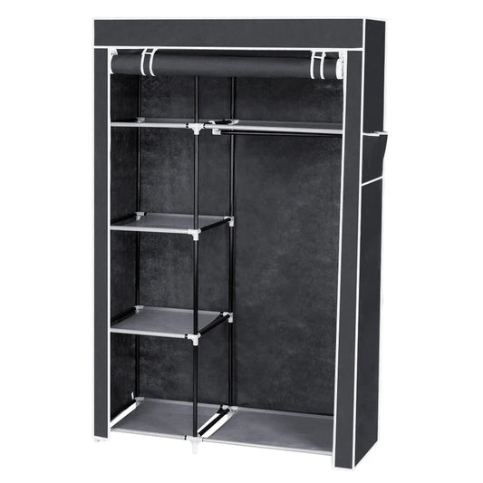 64" Portable Closet Storage Wardrobe Organizer Clothes Rack with Shelves Gray