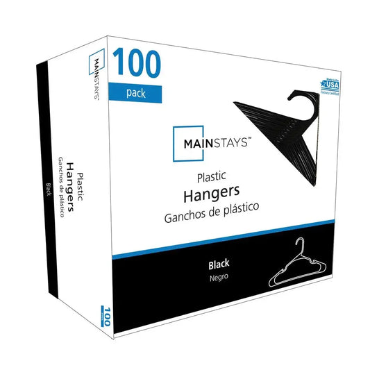 100-Pack Plastic Hangers Black Notched Adult Closet Organization Storage Solution Sweaters Shirts Coats Strong Durable Easy
