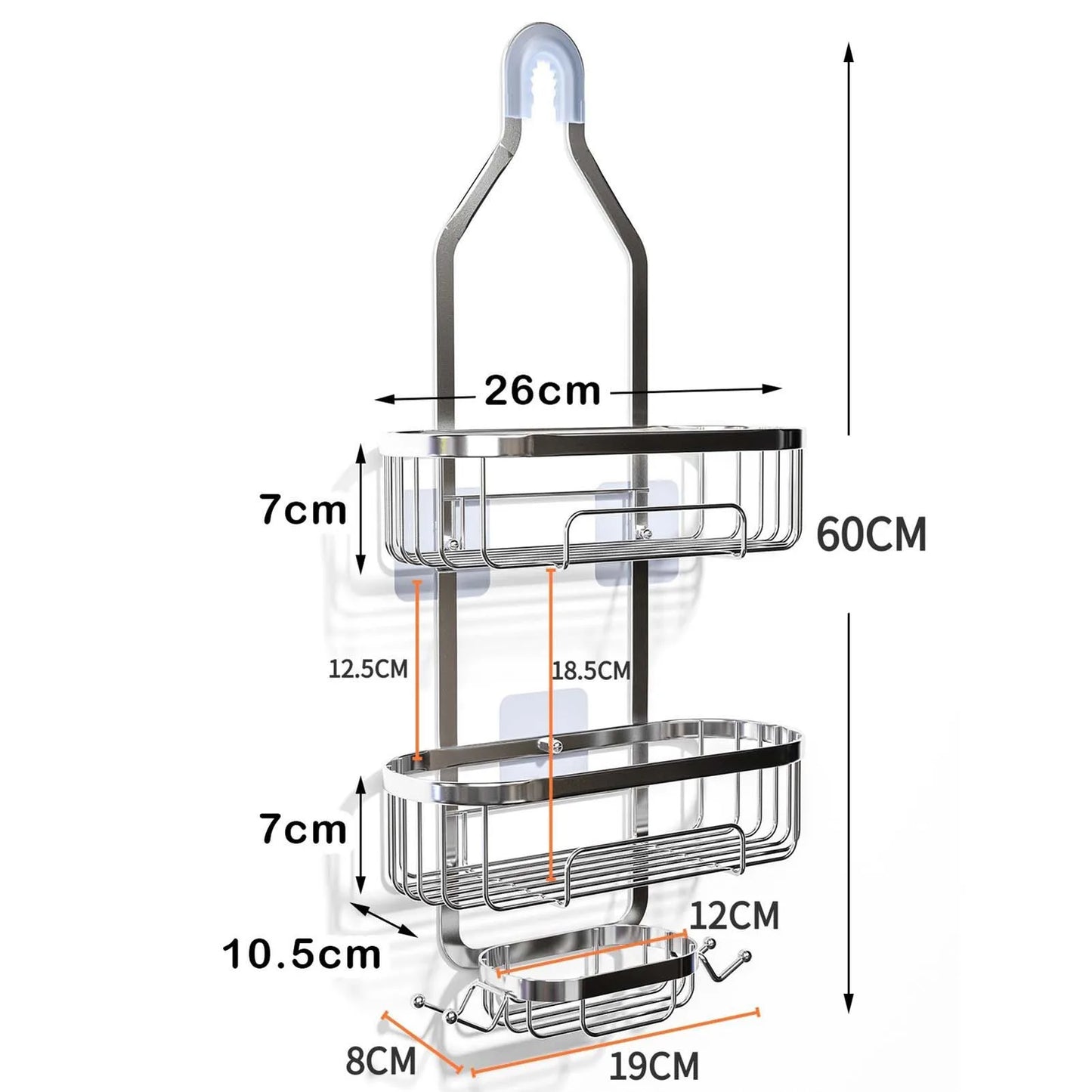 3-Tier Household Shower Shelves Large Capacity Organizer