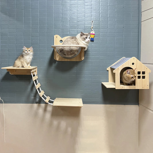 Wall Mounted Wooden  Cat Condo Villa