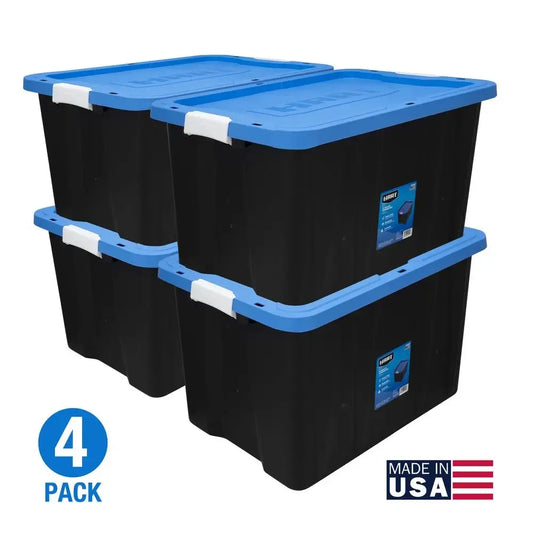 4 PACK Heavy Duty 27 Gallon Stackable Storage Bins