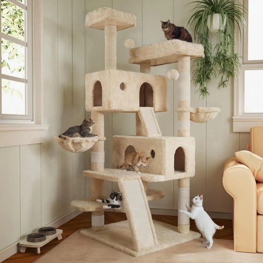 66 Inches Multi-Level Large Cat Tree Tower for Indoor Big Cats