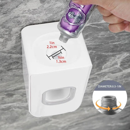 2 Slot Toothbrush Holder and Toothpaste Dispenser Wall Mounted