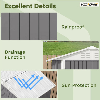 Victone 6' x 4' Metal Outdoor Storage Shed