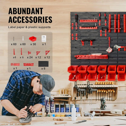 Wall Mounted Storage Rack System, 30-Bin Parts Rack Organizer