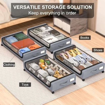 Under Bed Storage Container with Lids & Wheels
