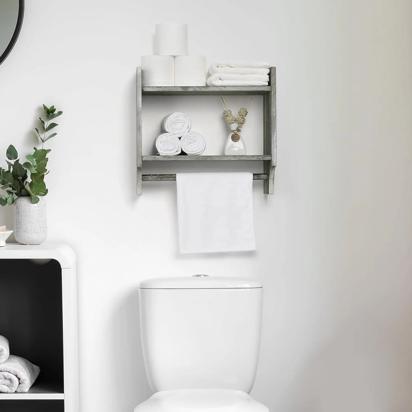 Wooden Towel Rack And Bathroom Storage Cabinet